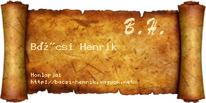 Bácsi Henrik névjegykártya