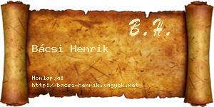 Bácsi Henrik névjegykártya